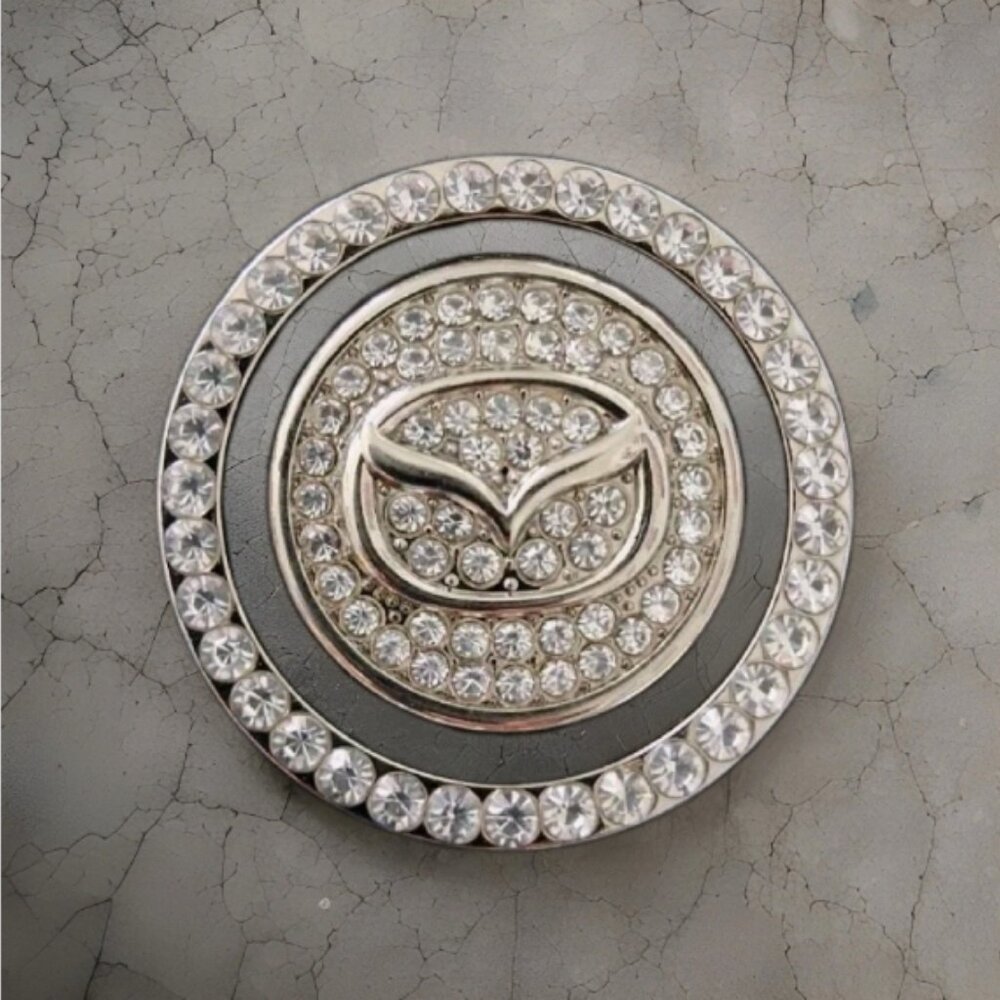 2pc. Car Push Start Button Metal Cover Rhinestone Ring And Cap.